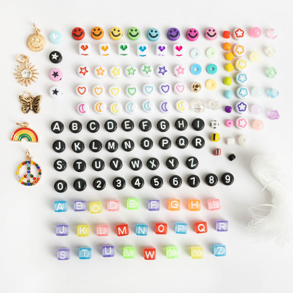 Colorful Rainbow Letter and Charm DIY Bead Box
