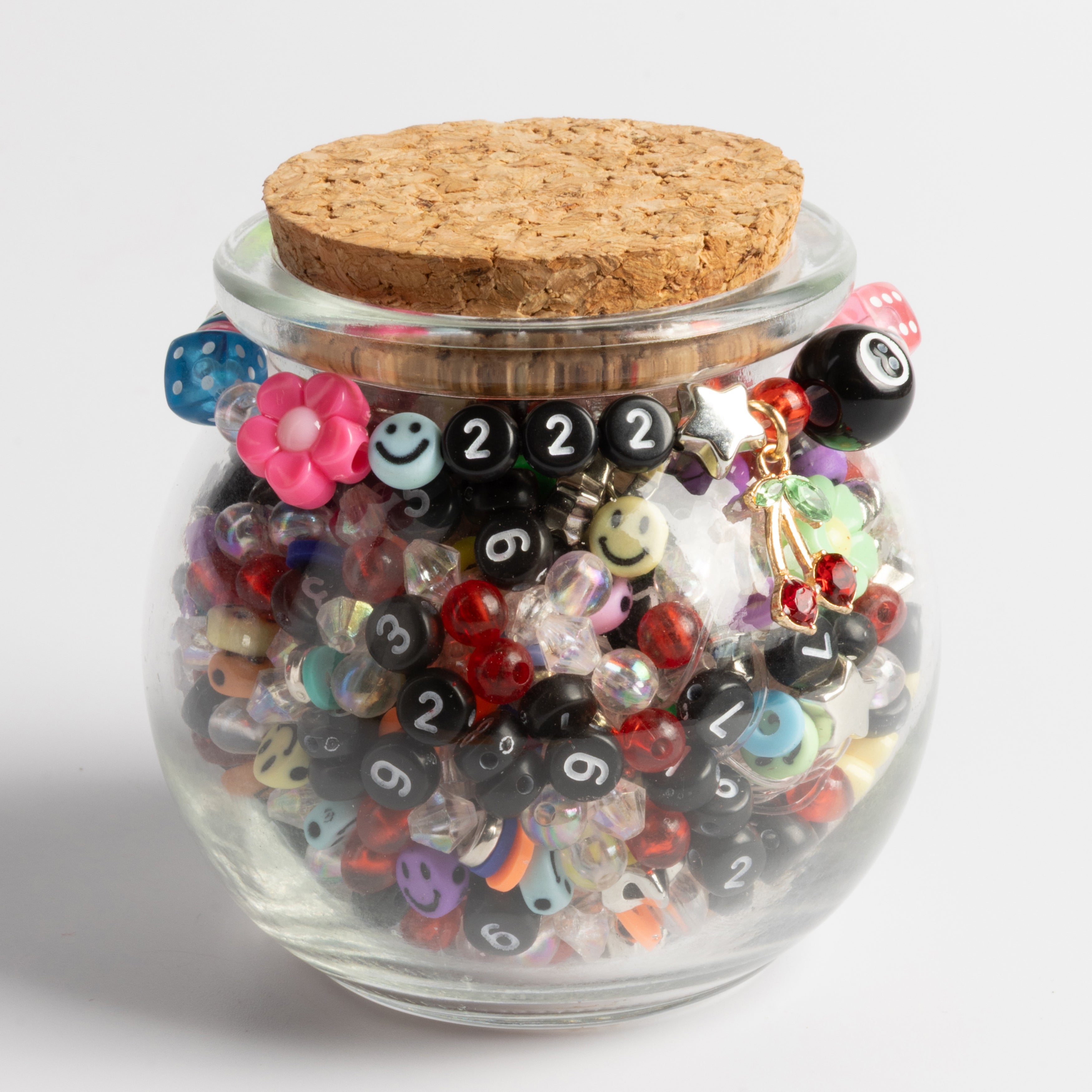Magic 8 Ball Beads Black Number Beads Neon Flower Beads Cherry Charm Y2K Edition DIY Jar
