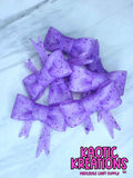 D95 BEADABLE JUMBO SILICONE BOW PURPLE CONFETTI GLITTER (1ct)