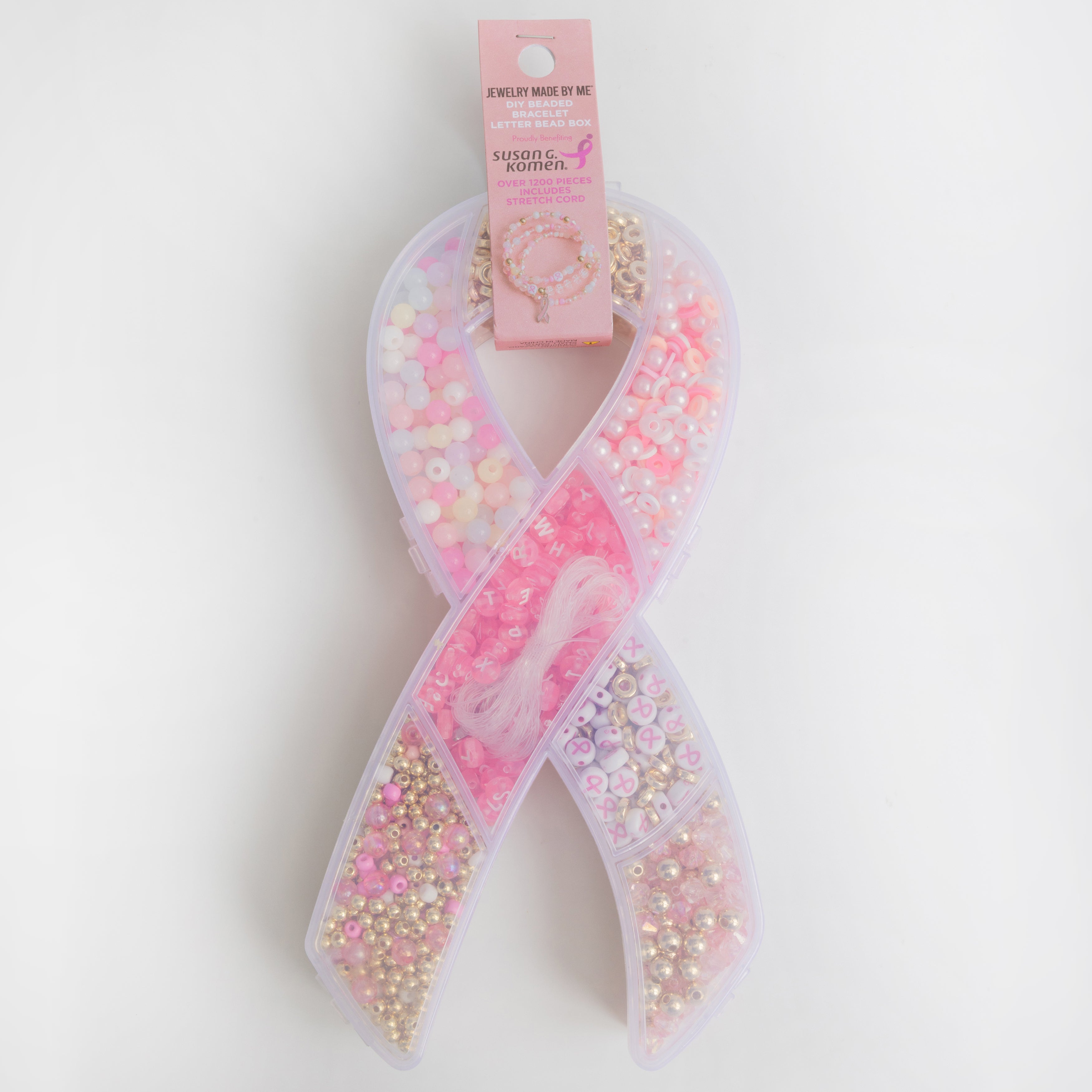 Susan G. Komen Breast Cancer Awareness Pink Ribbon & Letter Bead Box