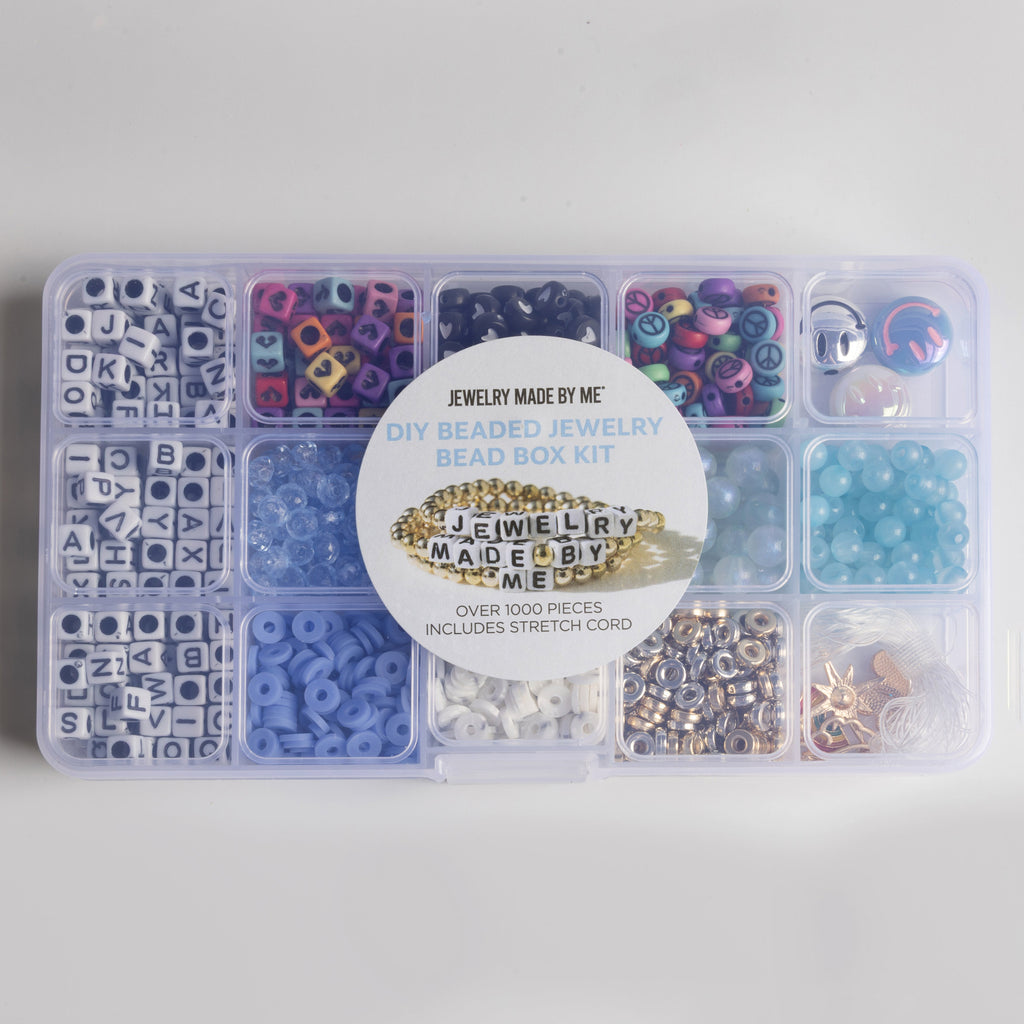 Happy Place Dreamer Smiley Face Bead Kit Cloud Blue DIY Letter Bead Box