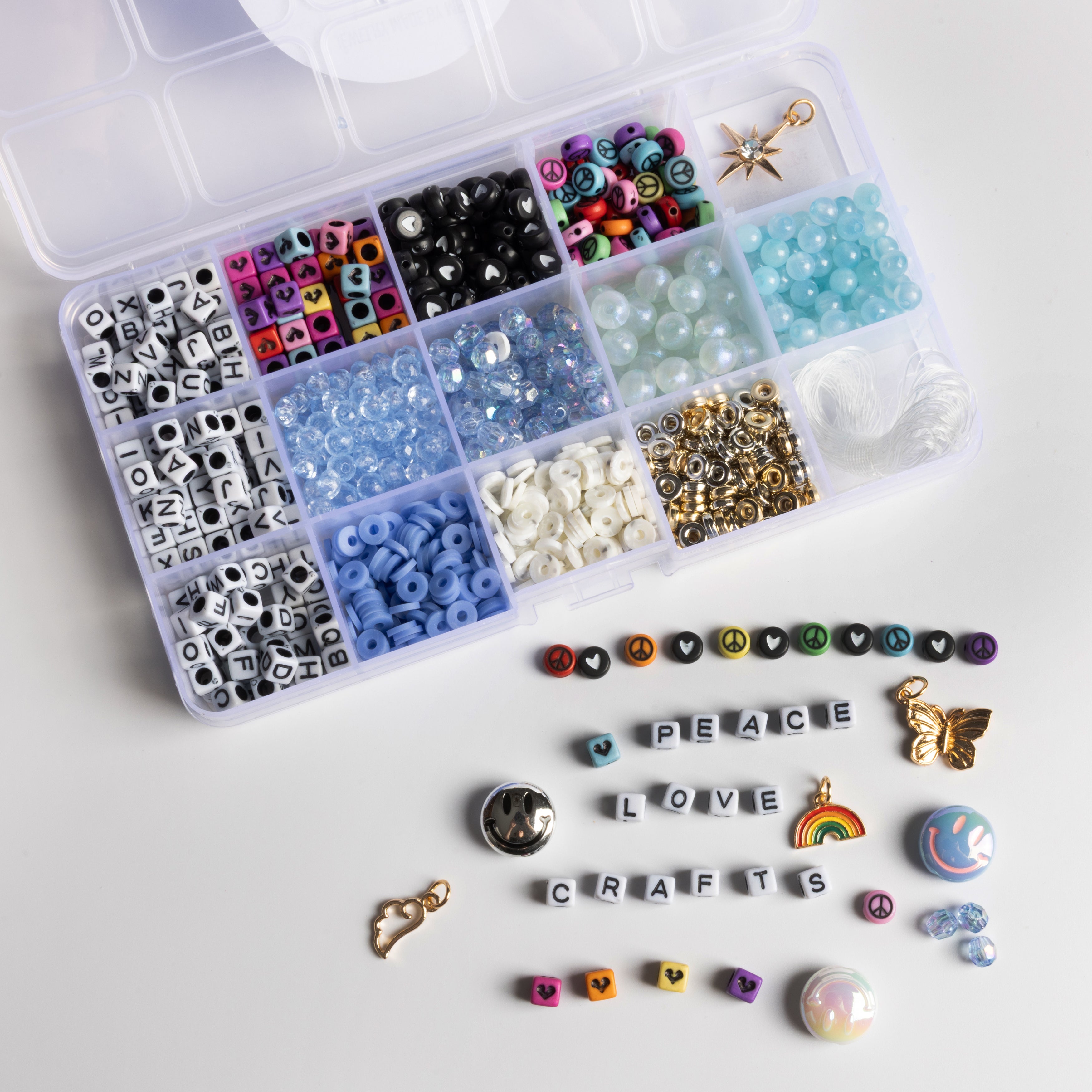 Happy Place Dreamer Smiley Face Bead Kit Cloud Blue DIY Letter Bead Box
