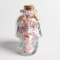 Skull Shaped Jar Gold Skull Charm Pink and White Letter Beads DIY Jar