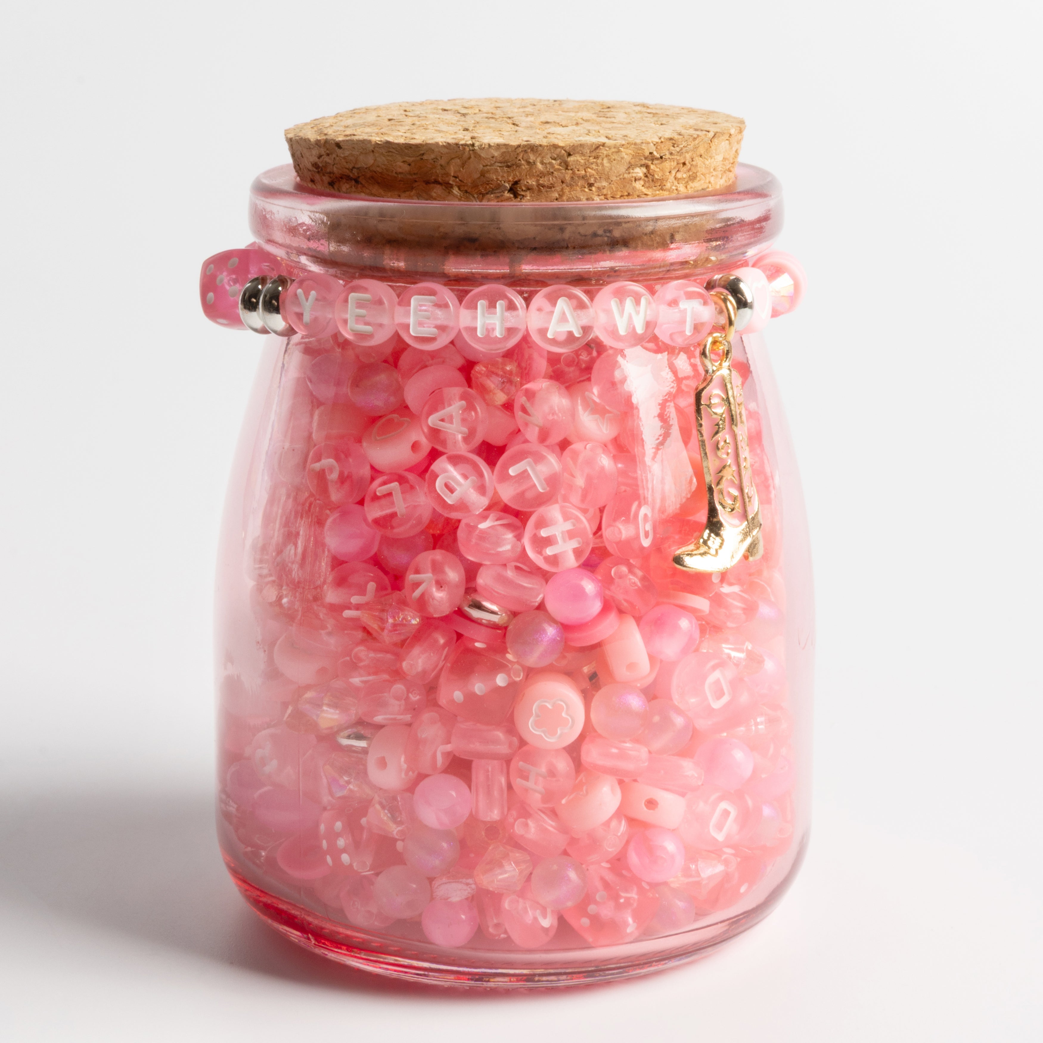Yeehawt Western Cowgirl Boot Charm Pink Letter Beads Lucky Dice Beads DIY Jar