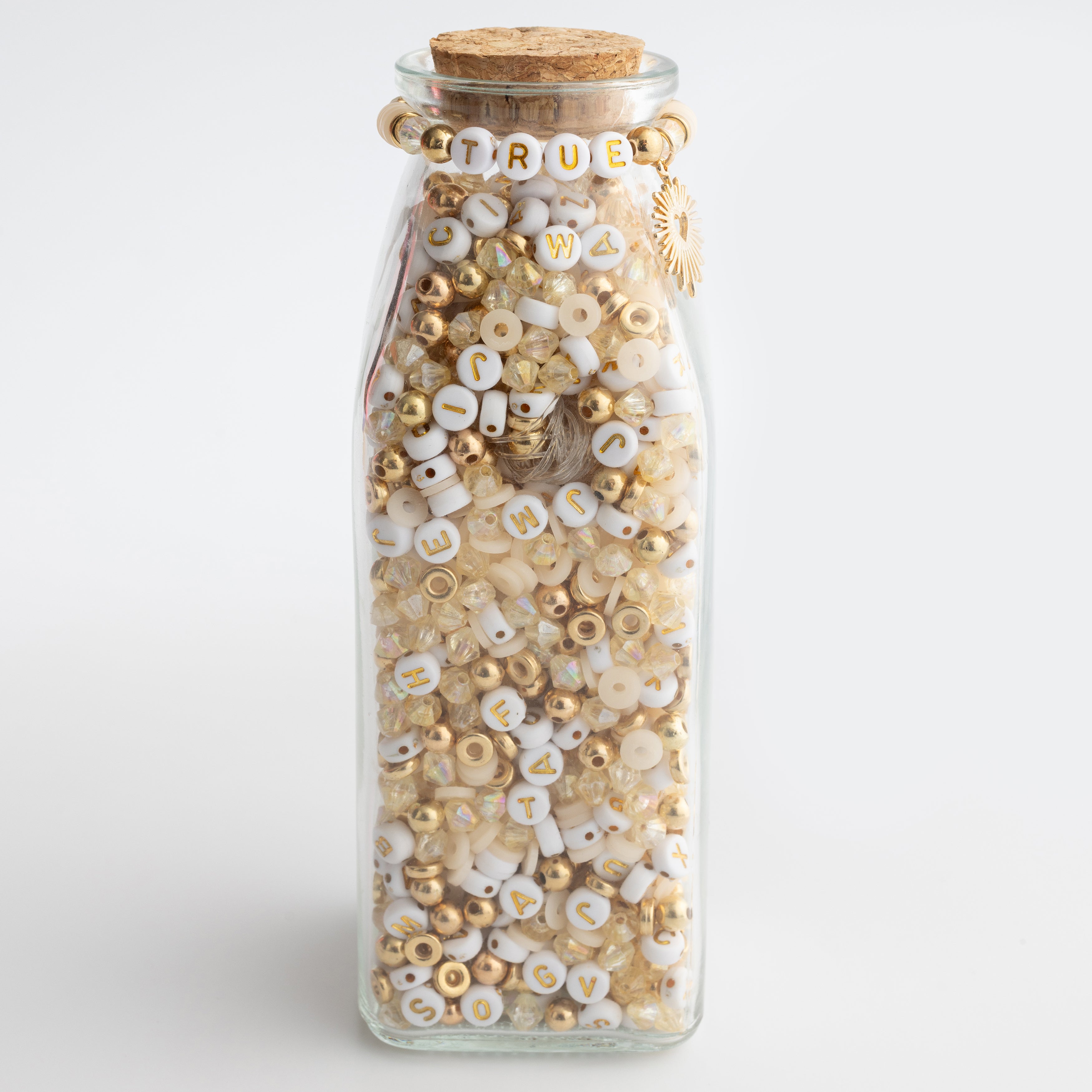 Stay True with Metallic Gold Letter Bead  DIY Milk Bottle Bead Kit