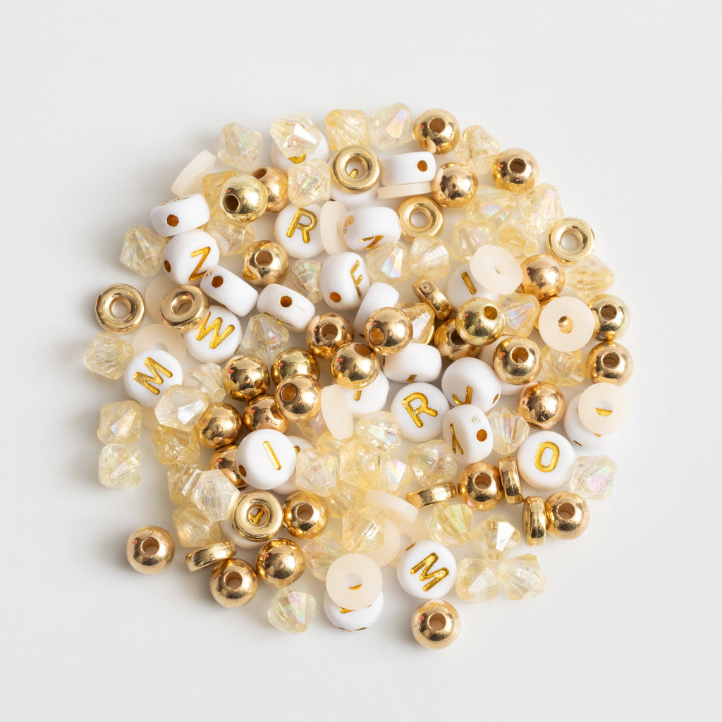 Stay True with Metallic Gold Letter Bead  DIY Milk Bottle Bead Kit