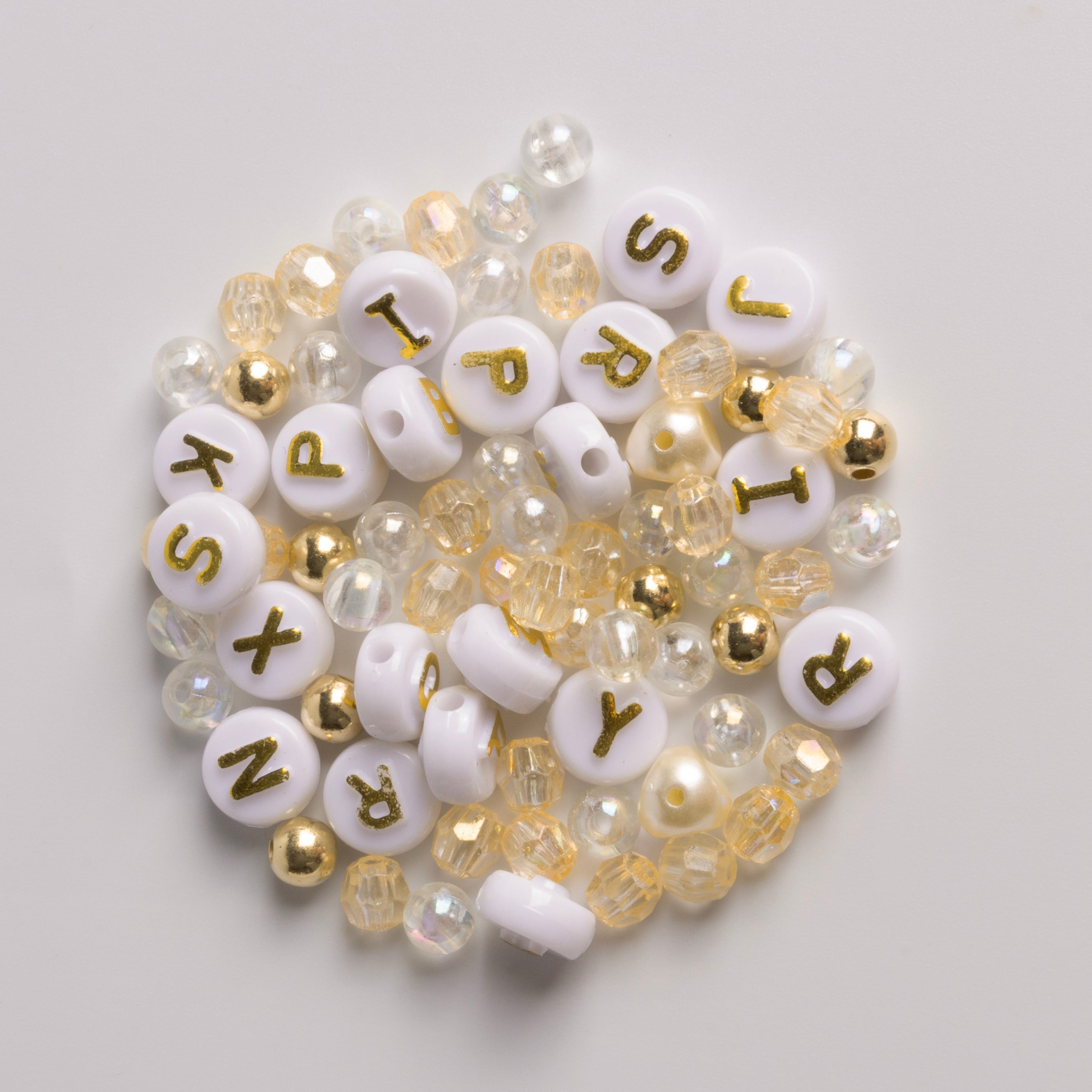 Sun Charm Muse Big Round Alphabet Beads Gold Beads Pearl Beads DIY Jar