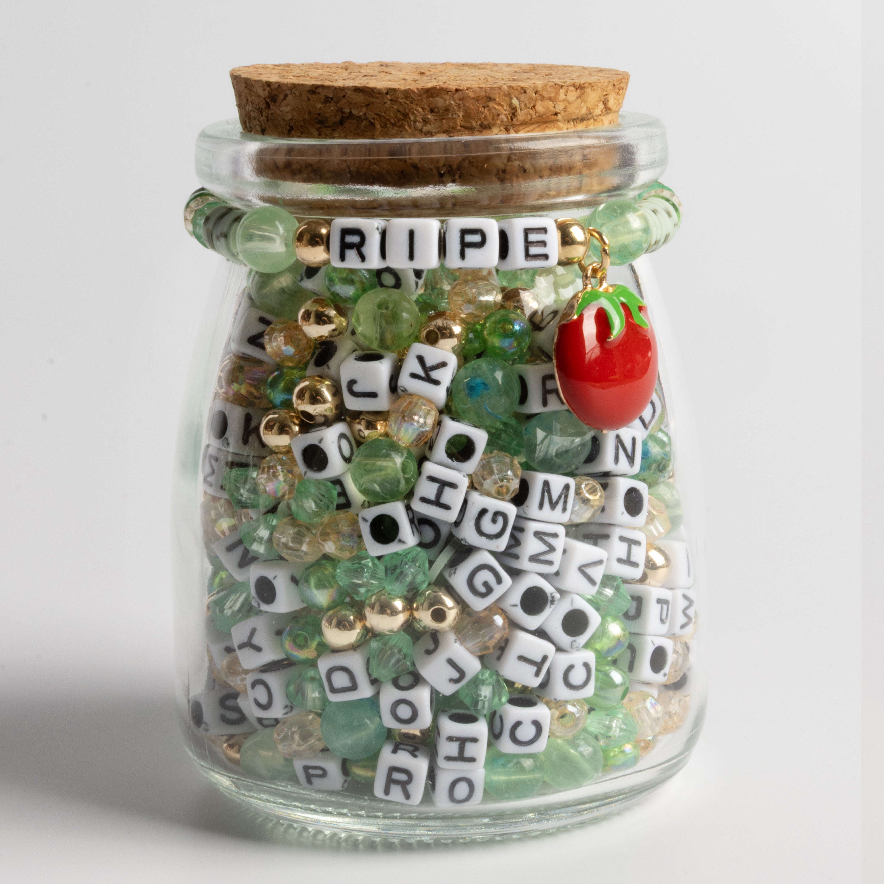 Enamel Tomato Charm Neon Green Beads DIY Jar