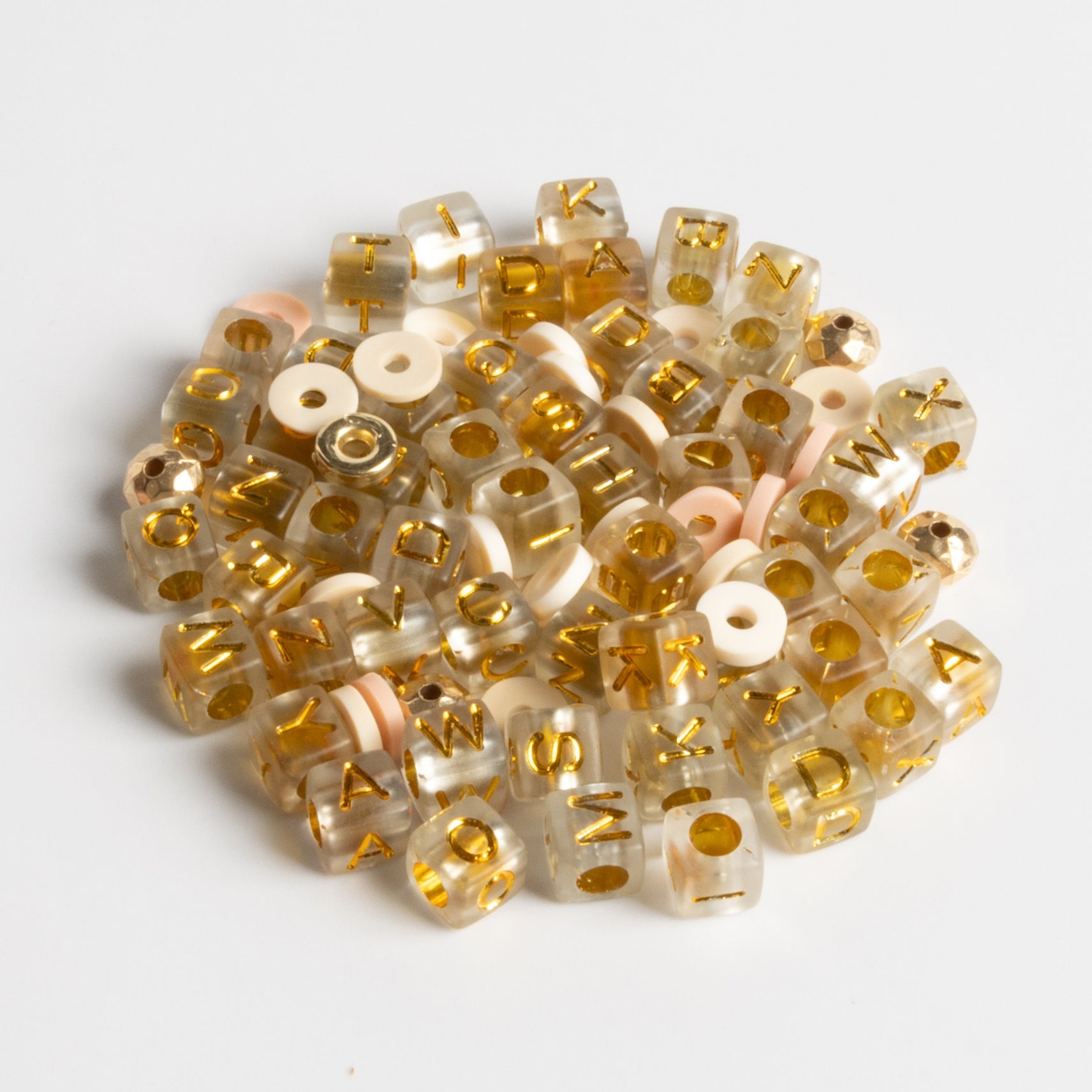 Bene Gold Bowtie Pasta Charm with Blush Heishi Beads DIY Jar