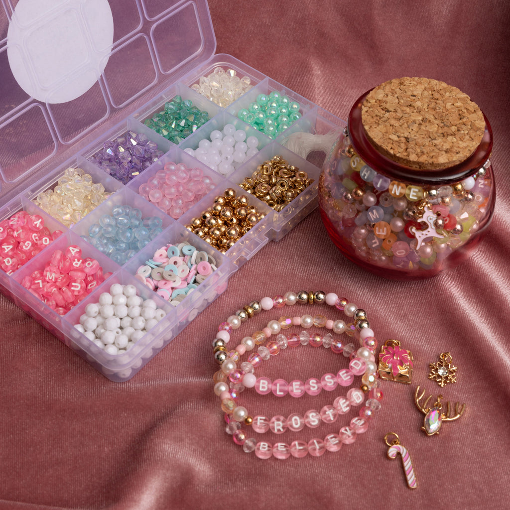 Pastel Pink Holiday Jewelry DIY Letter Bead Box