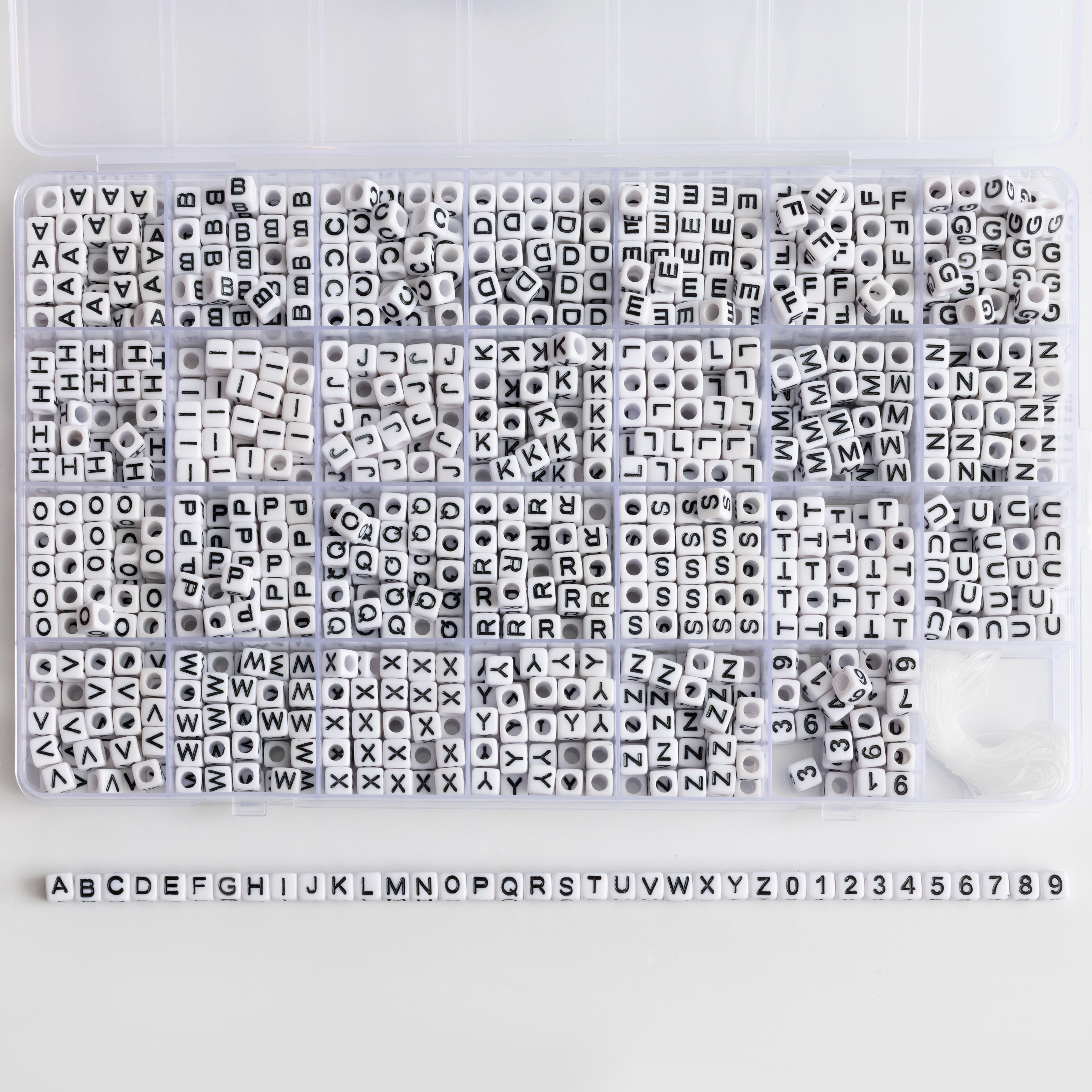 Classic Cube Letter Bead Black and White Alphabet Bead Large Box DIY Kit