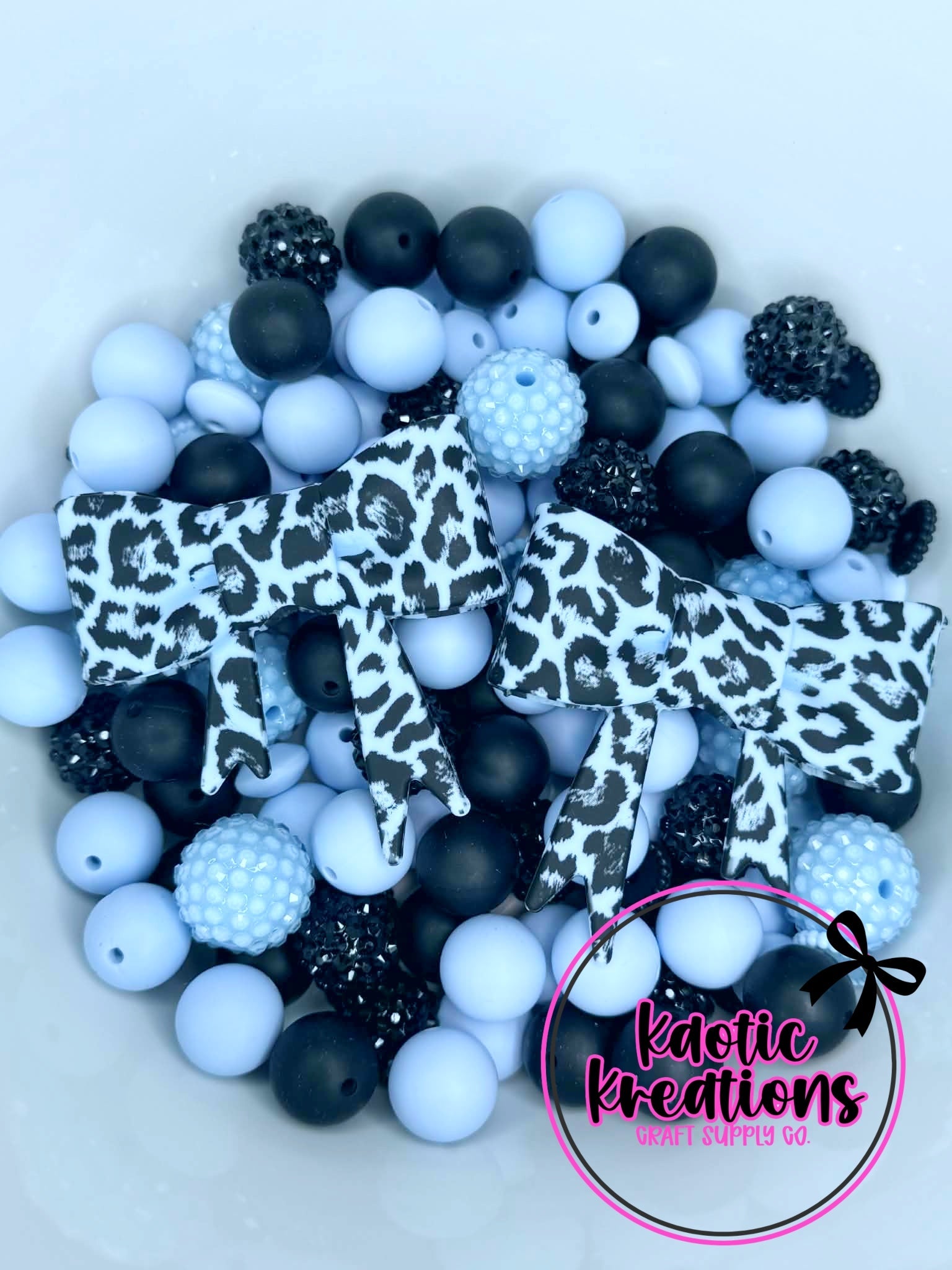ACRYLIC SILICONE BEAD MIX W/JUMBO BOWS #63 (28ct)