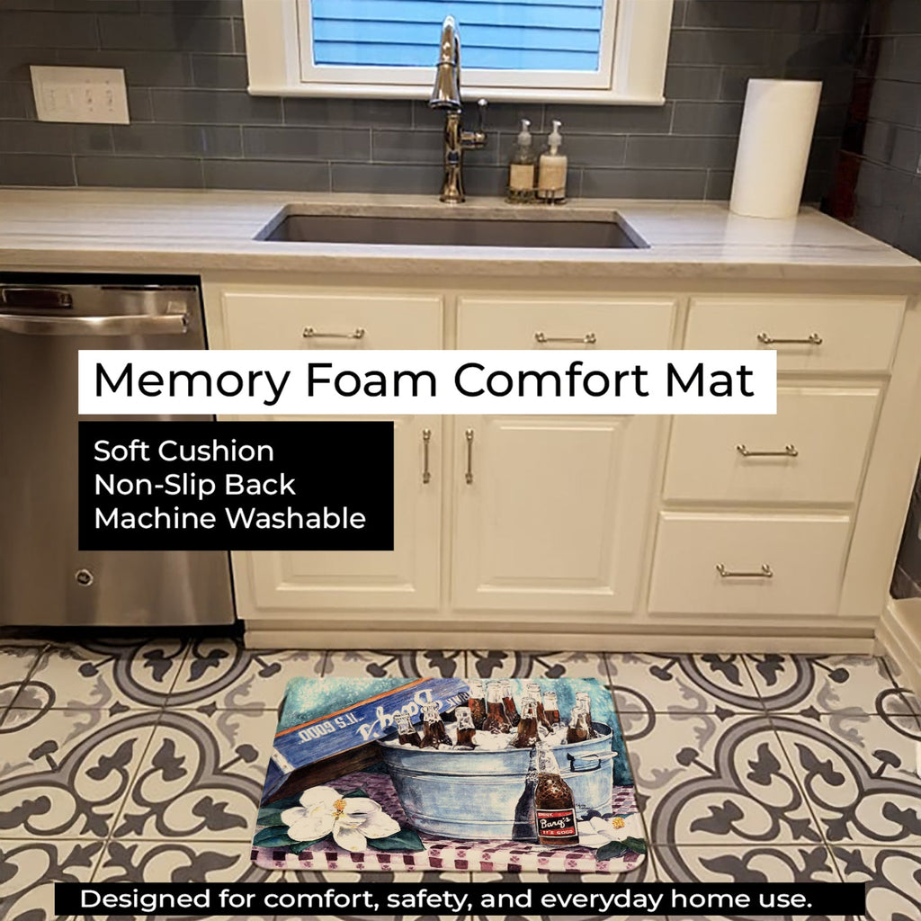 Barq's and old washtub Memory Foam Kitchen Mat Machine Washable Anti-Fatigue Cushion Comfort Bath or Kitchen Rug