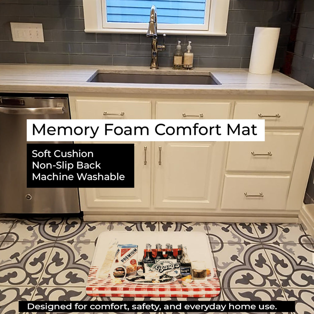Barq's oysters Memory Foam Kitchen Mat Machine Washable Anti-Fatigue Cushion Comfort Bath or Kitchen Rug