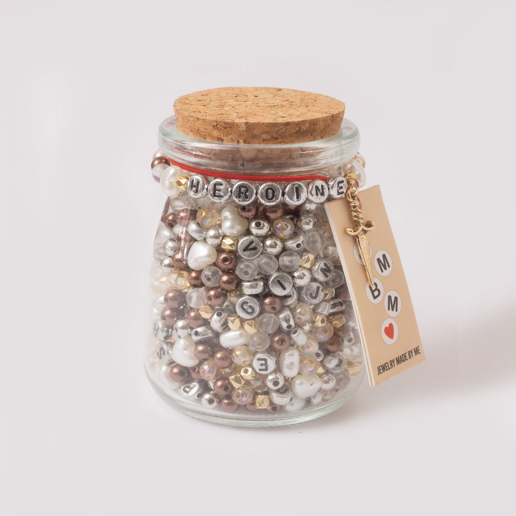 Heroine Metallic Letter Bead DIY Stretch Bracelet Kit with Dagger Charm