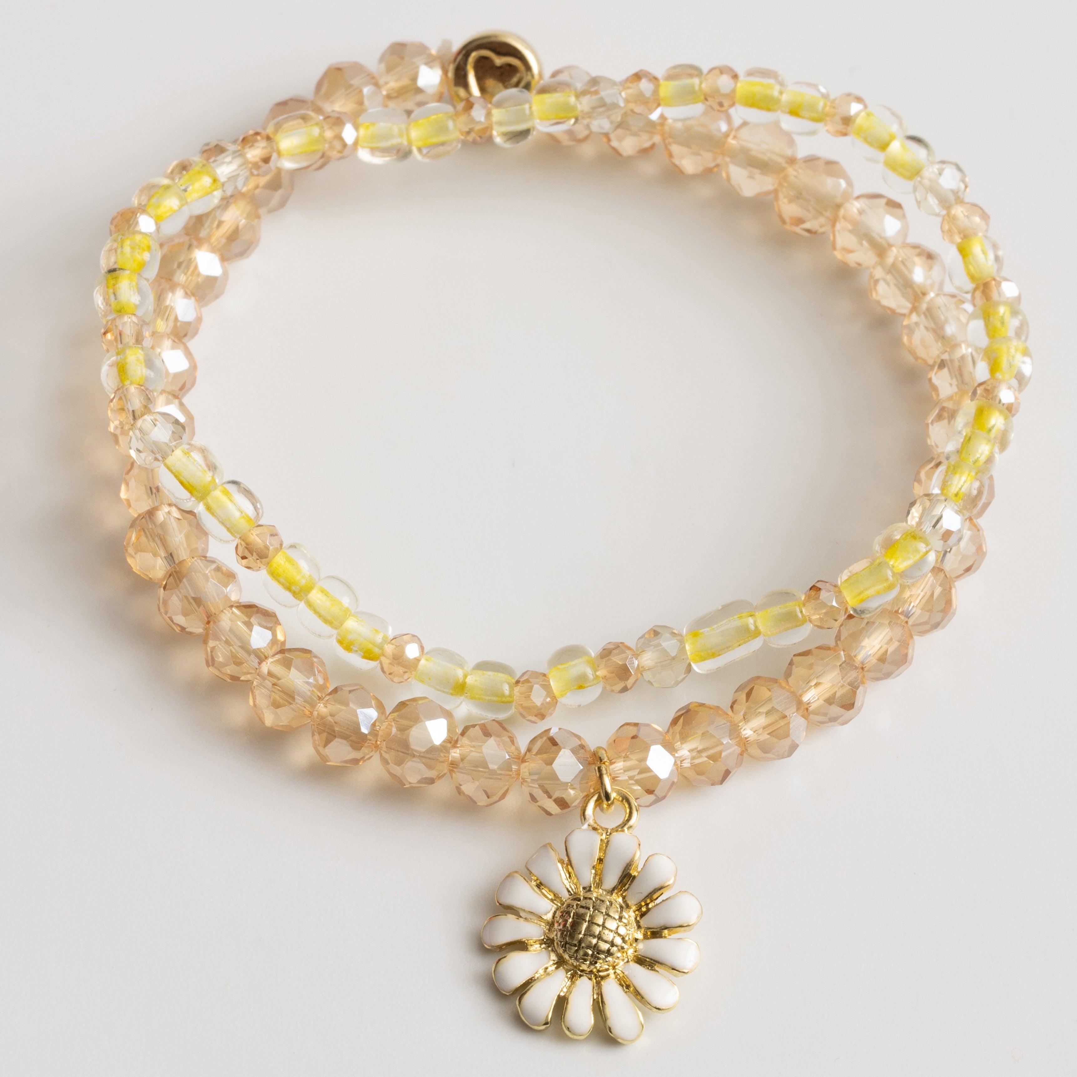 Daisy Charm Soft Pastel Beaded Stretch Bracelet Set