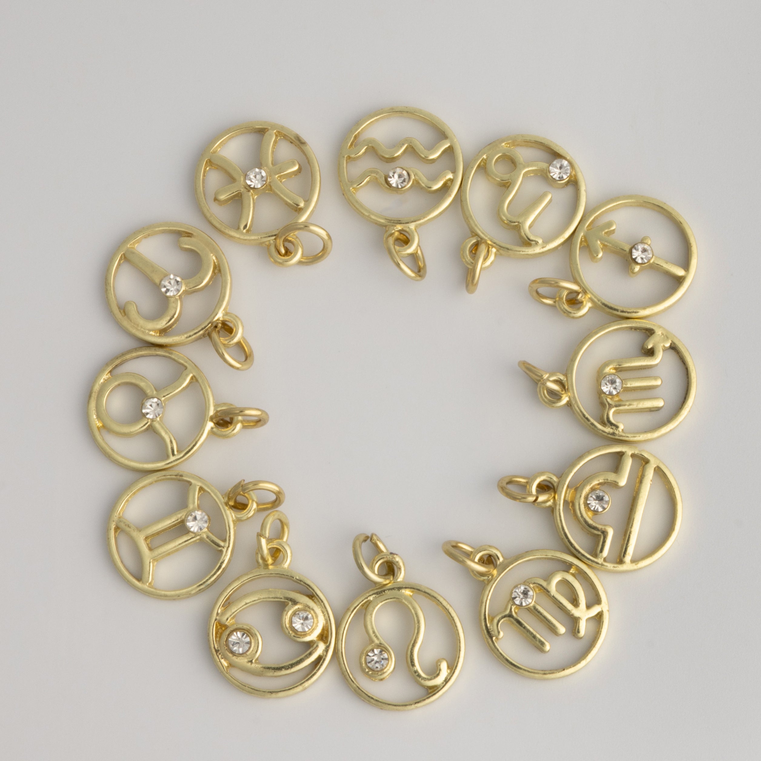 Gold Zodiac Symbols Charms Astrological Sign Pendants Set of 12 Astrology Charms