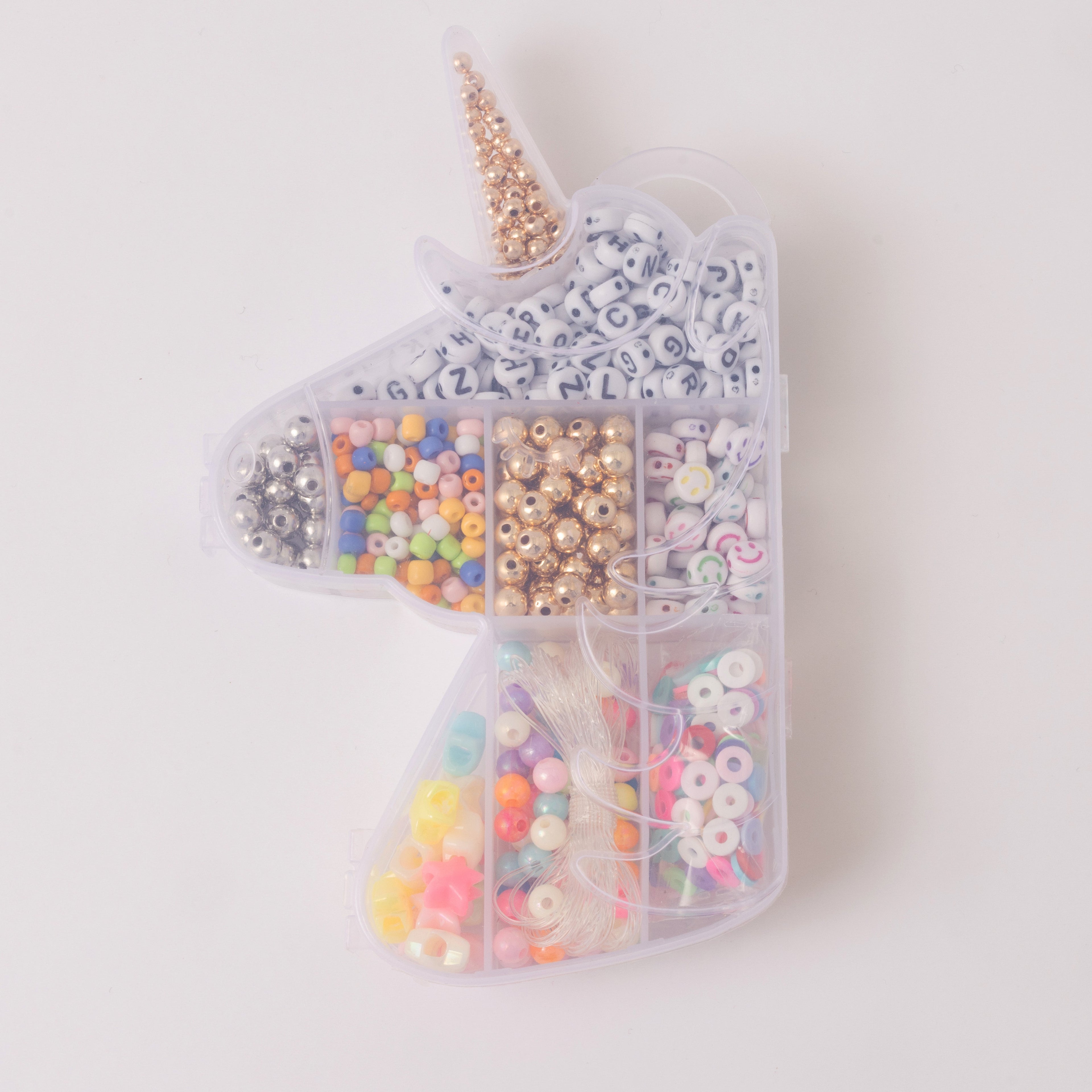 Mystical Unicorn Classic Alphabet Letter Bead with Rainbow Beads Stretchy Bracelet DIY Box