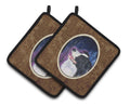 Starry Night Border Collie Pot Holder Set of 2 Heat Resistant Quilted Hot Pads 7.5 x 7.5 Inch, Insulated Kitchen Trivets for Cooking & Baking