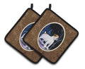 Starry Night Jack Russell Terrier Pot Holder Set of 2 Heat Resistant Quilted Hot Pads 7.5 x 7.5 Inch, Insulated Kitchen Trivets for Cooking & Baking