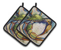 #21 Crab Pot Holder Set of 2 Heat Resistant Quilted Hot Pads 7.5 x 7.5 Inch, Insulated Kitchen Trivets for Cooking & Baking