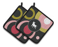 Retro Dots Bull Terrier Pot Holder Set of 2 Heat Resistant Quilted Hot Pads 7.5 x 7.5 Inch, Insulated Kitchen Trivets for Cooking & Baking