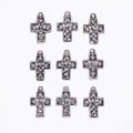 Antique Silver Delicately Detailed Cross Charms 9pc Set