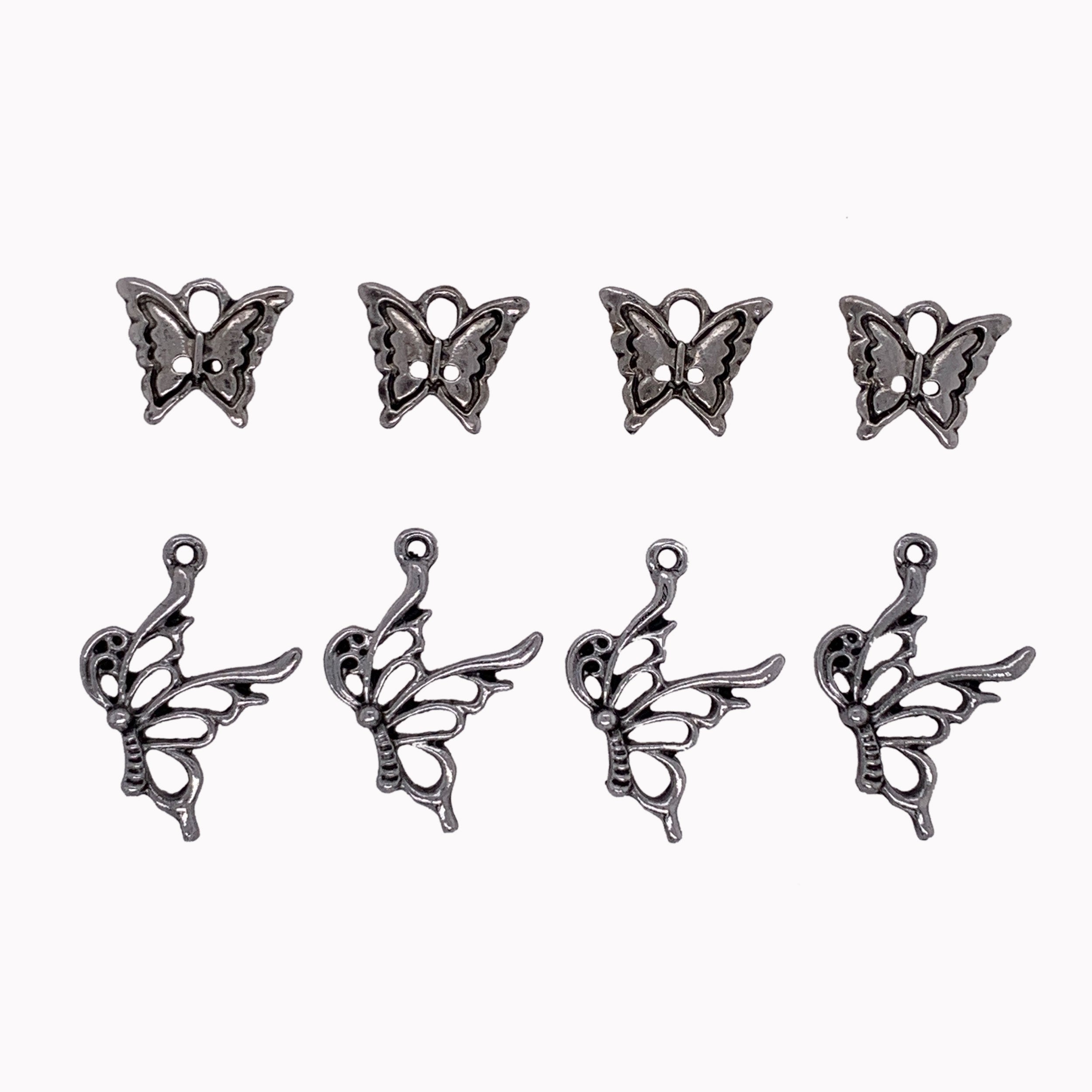 Silver Butterfly Charm Set