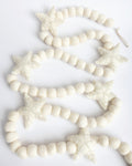 Beaded Star White Felt Garland