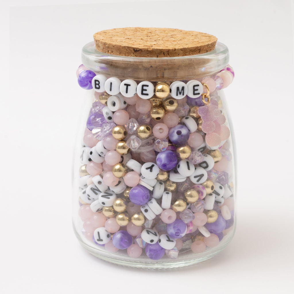 Bite Me Gummy Bear Valentines Word Bracelet Bead Jar