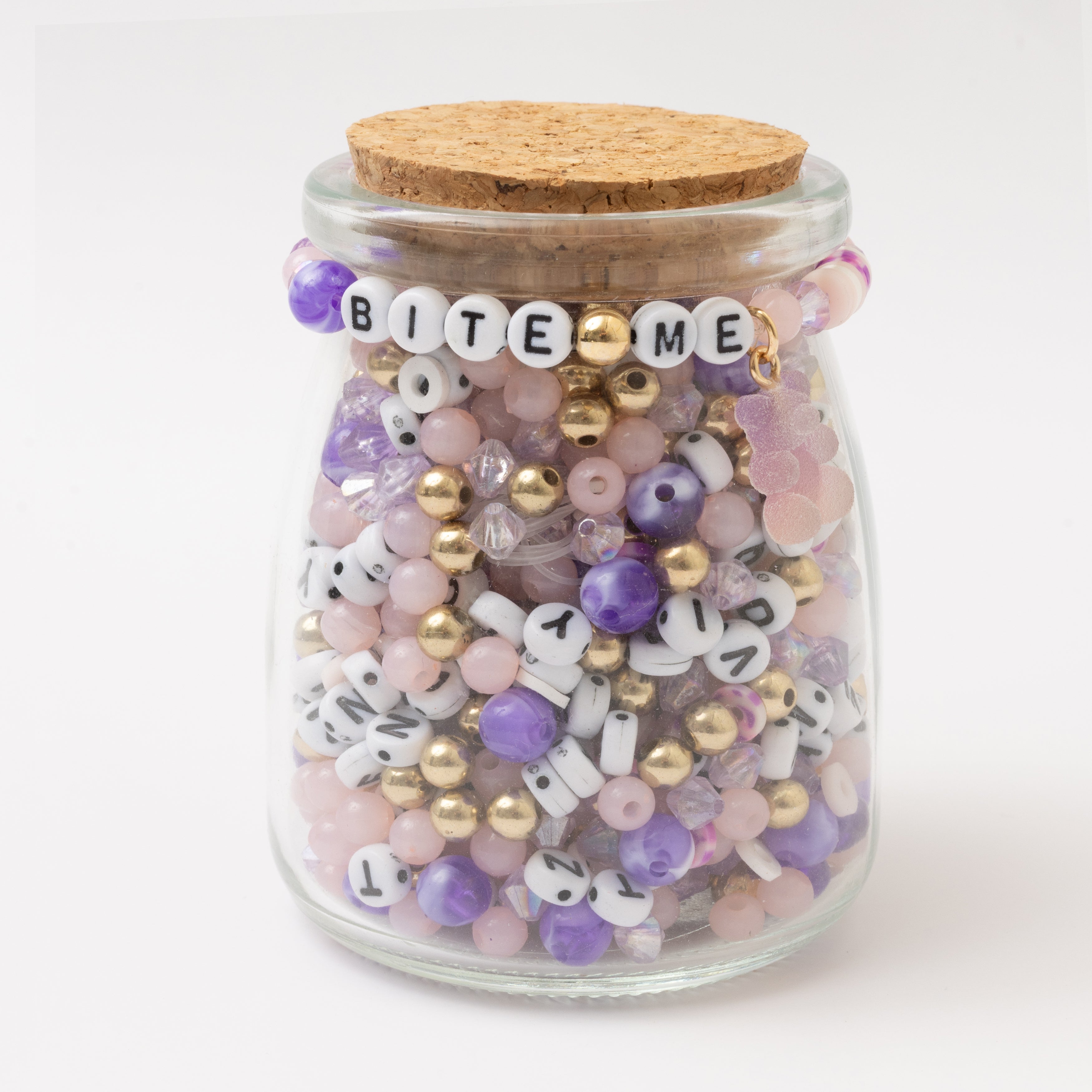 Bite Me Gummy Bear Valentines Word Bracelet Bead Jar