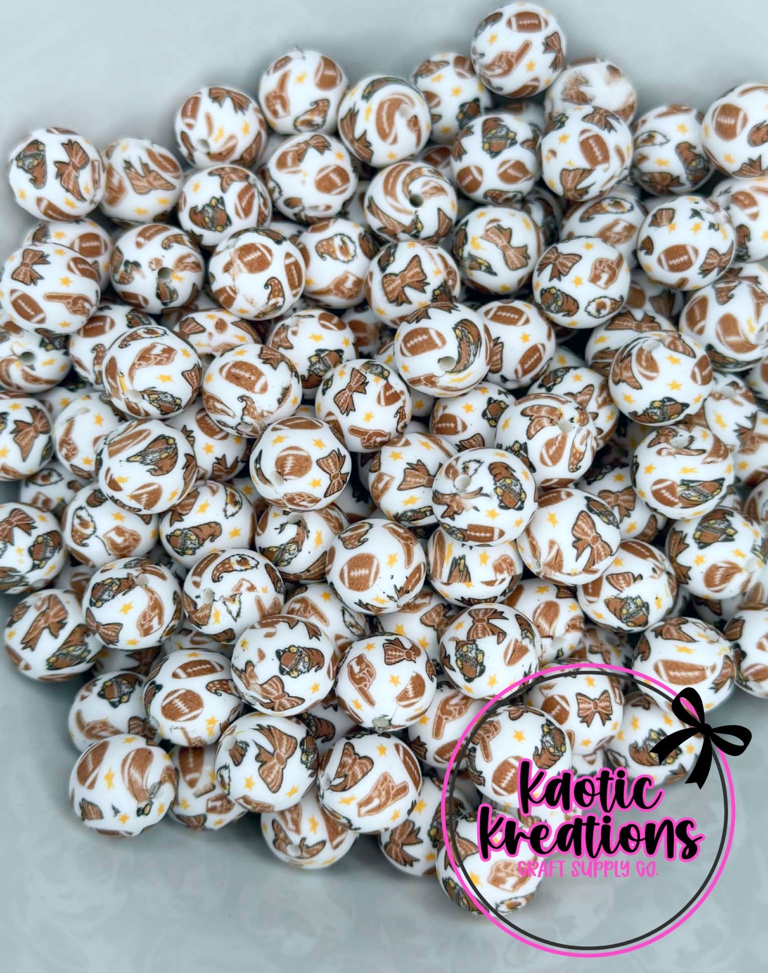 P730 TOUCHDOWNS & BOWS 15MM PRINT (10ct)