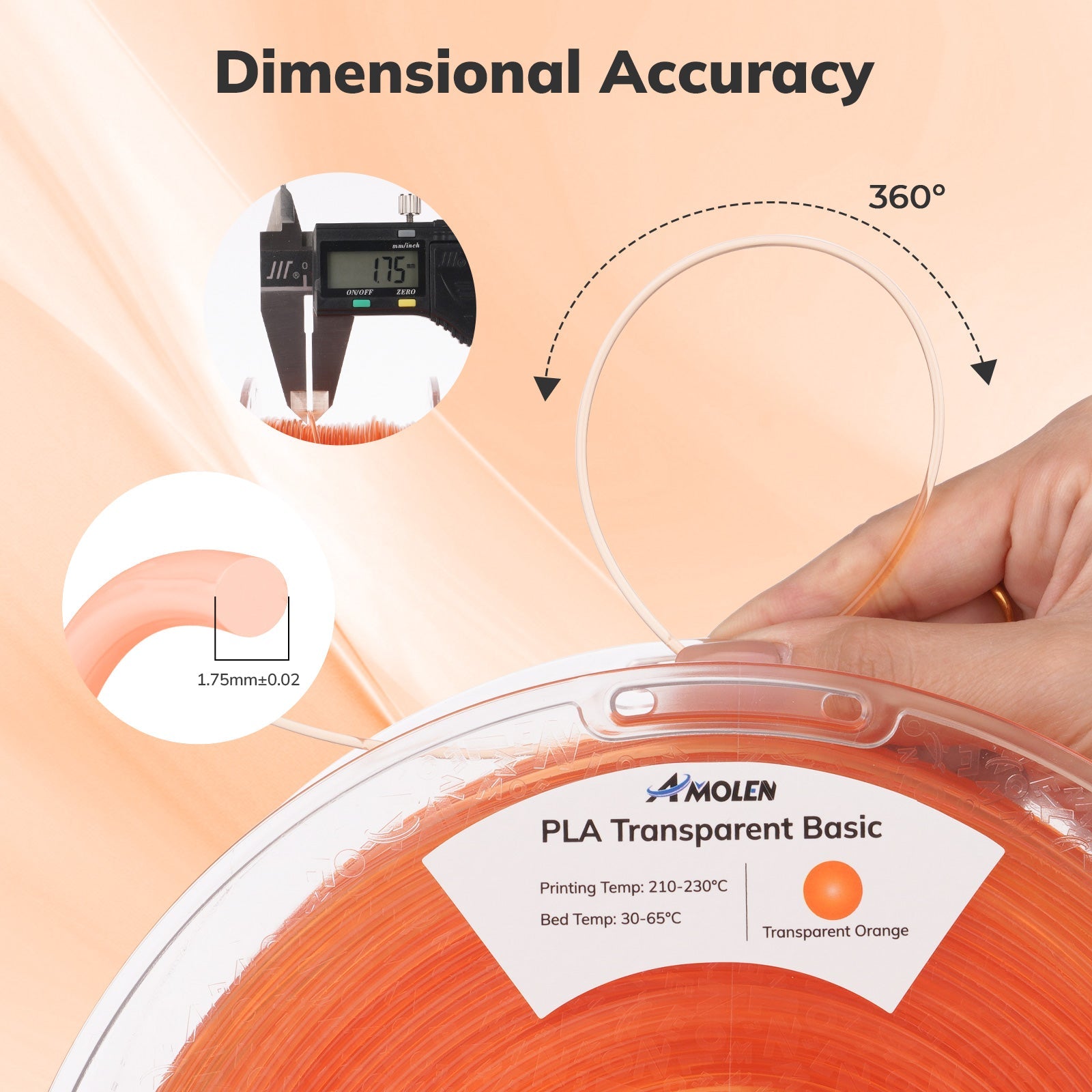 PLA Crystal-Transparent 1.75mm, 1KG/2.2LB
