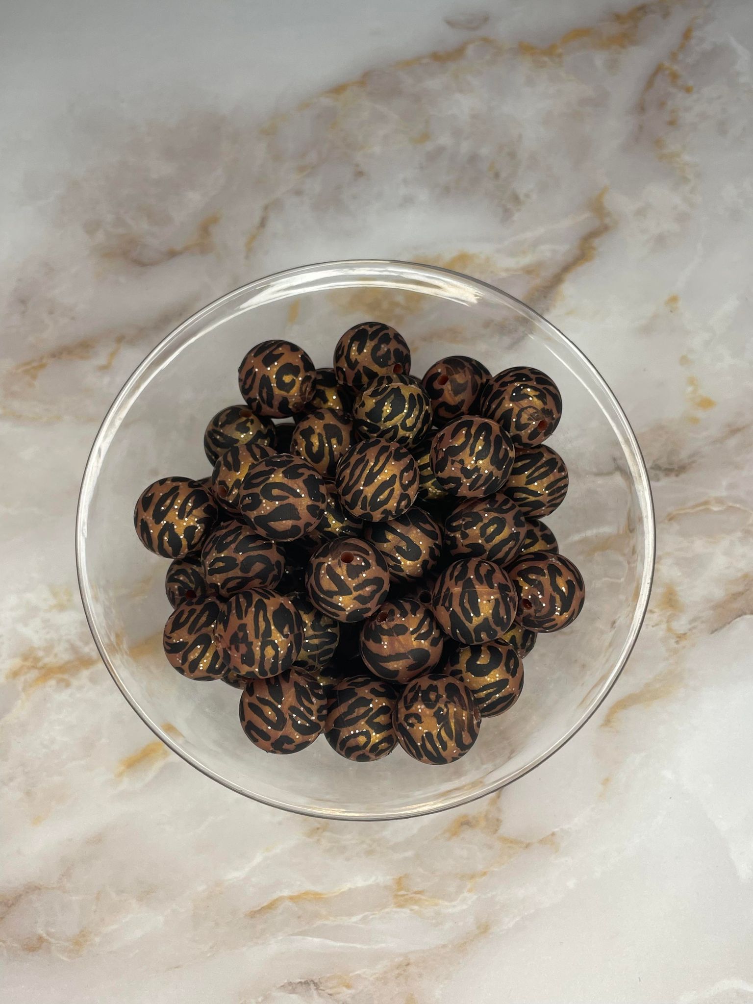 P50 BROWN GLITTER LEOPARD 15MM PRINT (10ct)