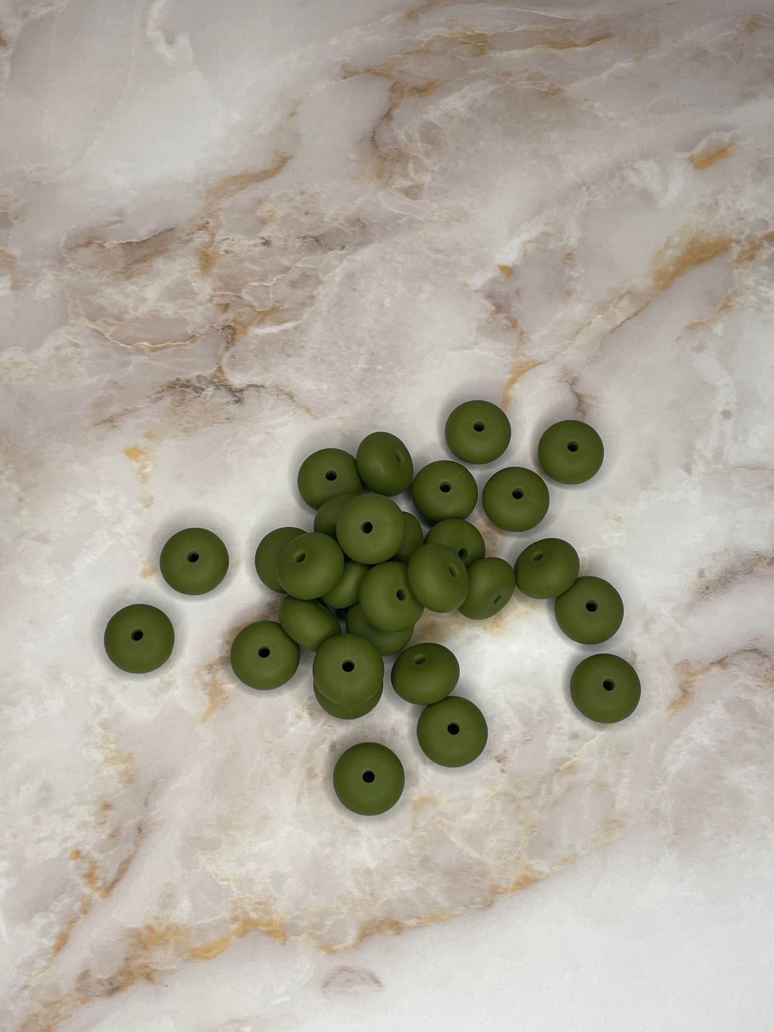 14MM ABACUS BEAD ARMY GREEN #137 (10ct)