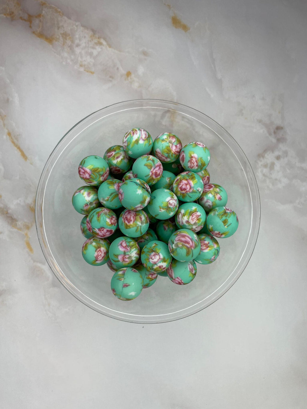 P303 VICTORIAN FLORAL TURQUOISE 15MM PRINT (10ct)