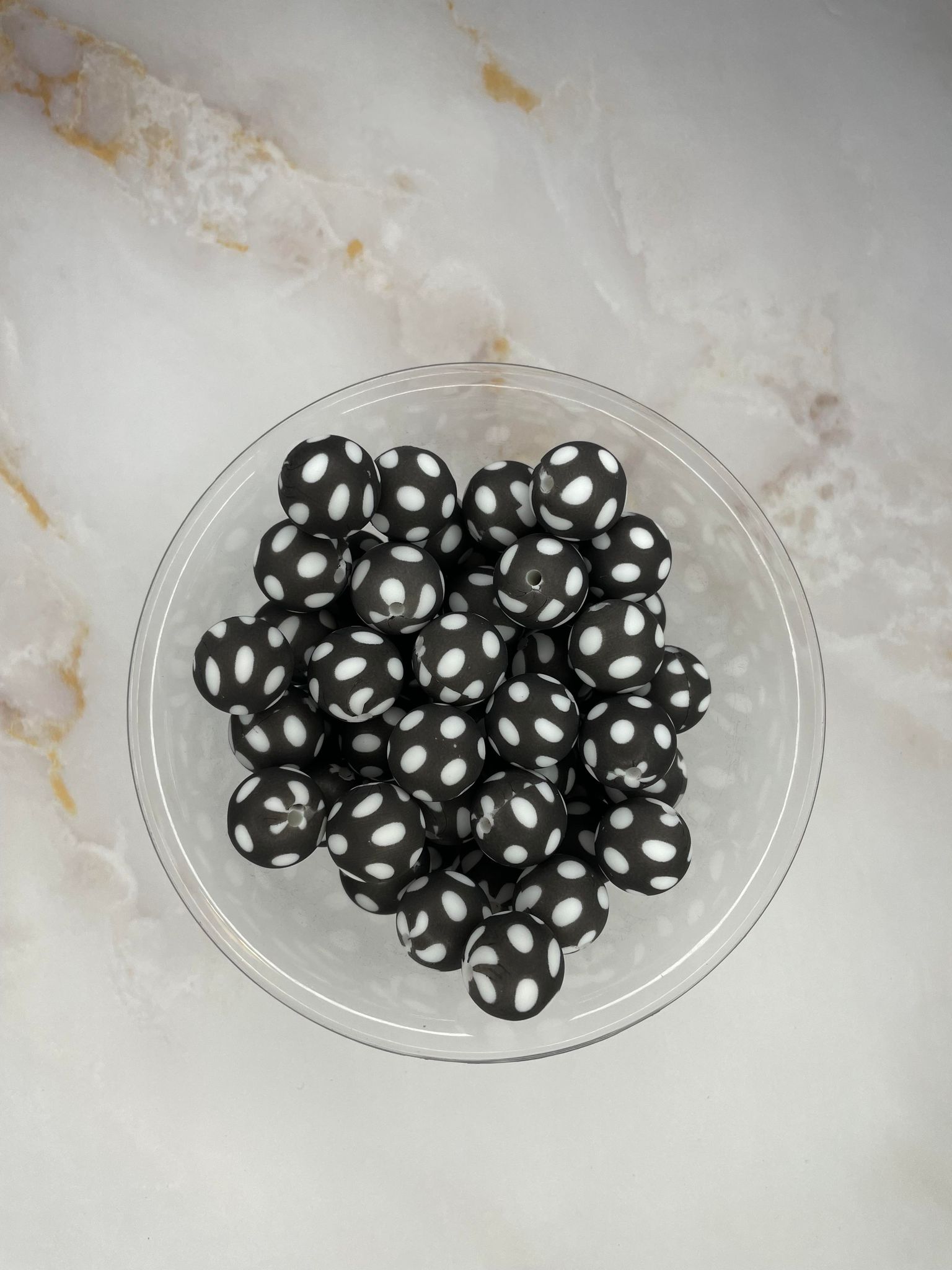 P56 POLKA DOT BLACK 15MM PRINT (10ct)