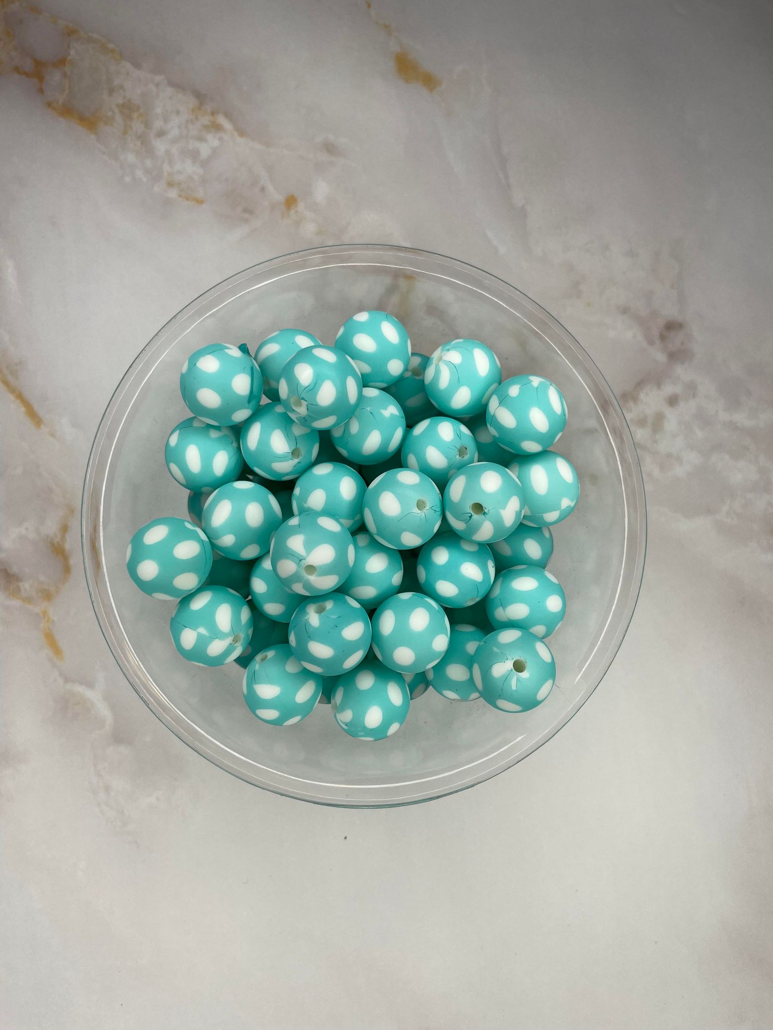 P54 POLKA DOT TURQUOISE 15MM PRINT (10ct)