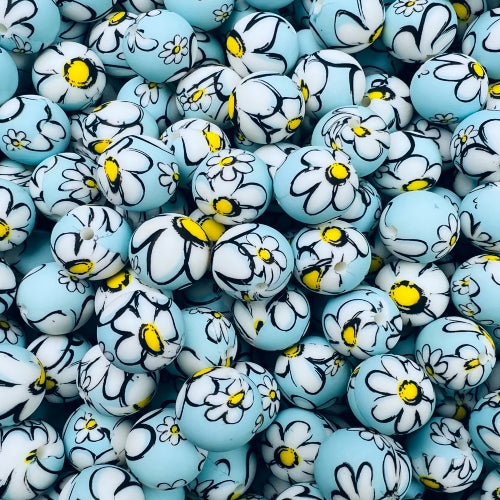 P583 BABY BLUE BIG DAISY 15MM PRINT (10ct)