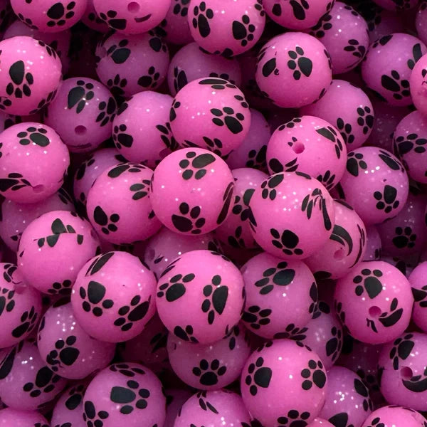 P16 PINK GLITTER PAW 15MM PRINT (10ct)