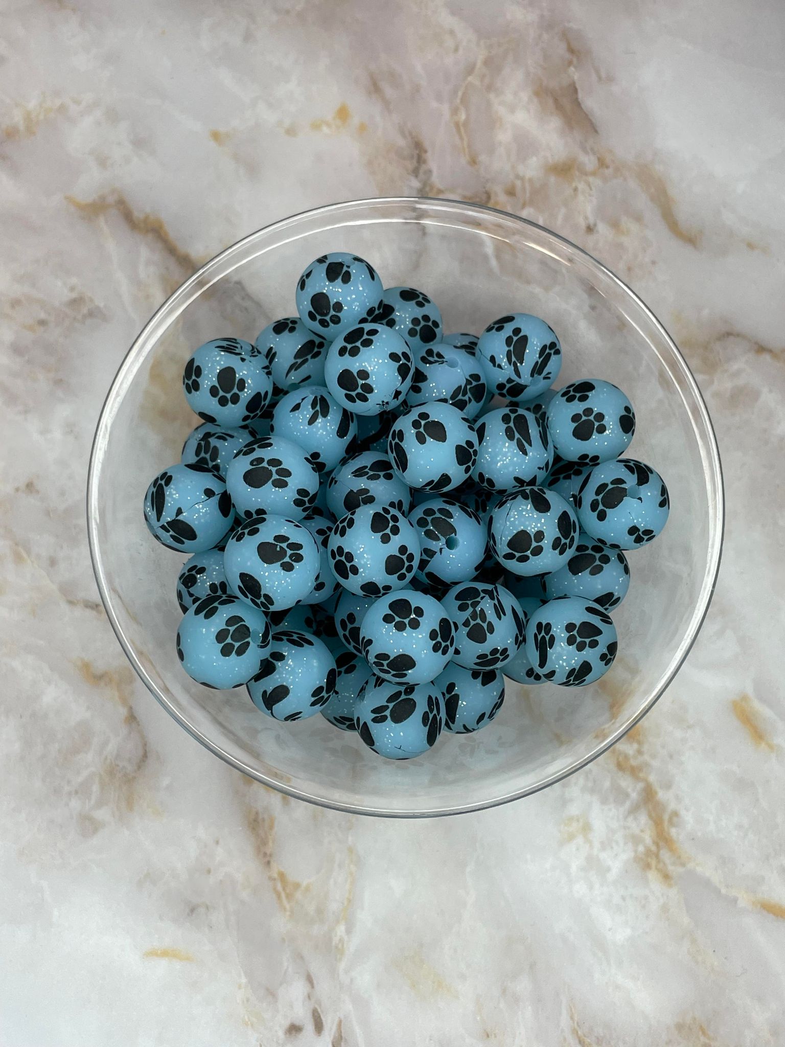 P17 BLUE GLITTER PAW 15MM PRINT (10ct)