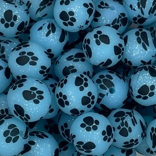P17 BLUE GLITTER PAW 15MM PRINT (10ct)