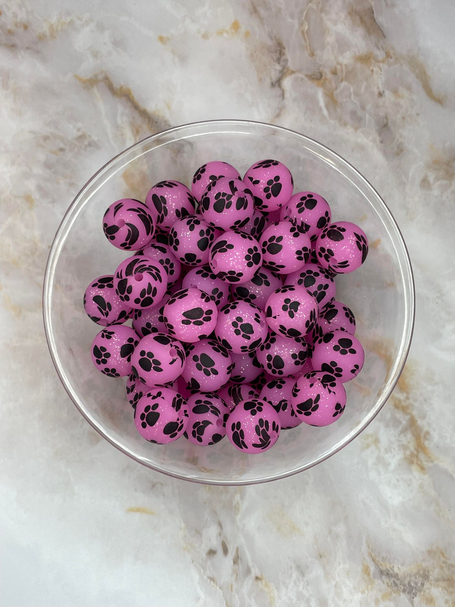 P16 PINK GLITTER PAW 15MM PRINT (10ct)