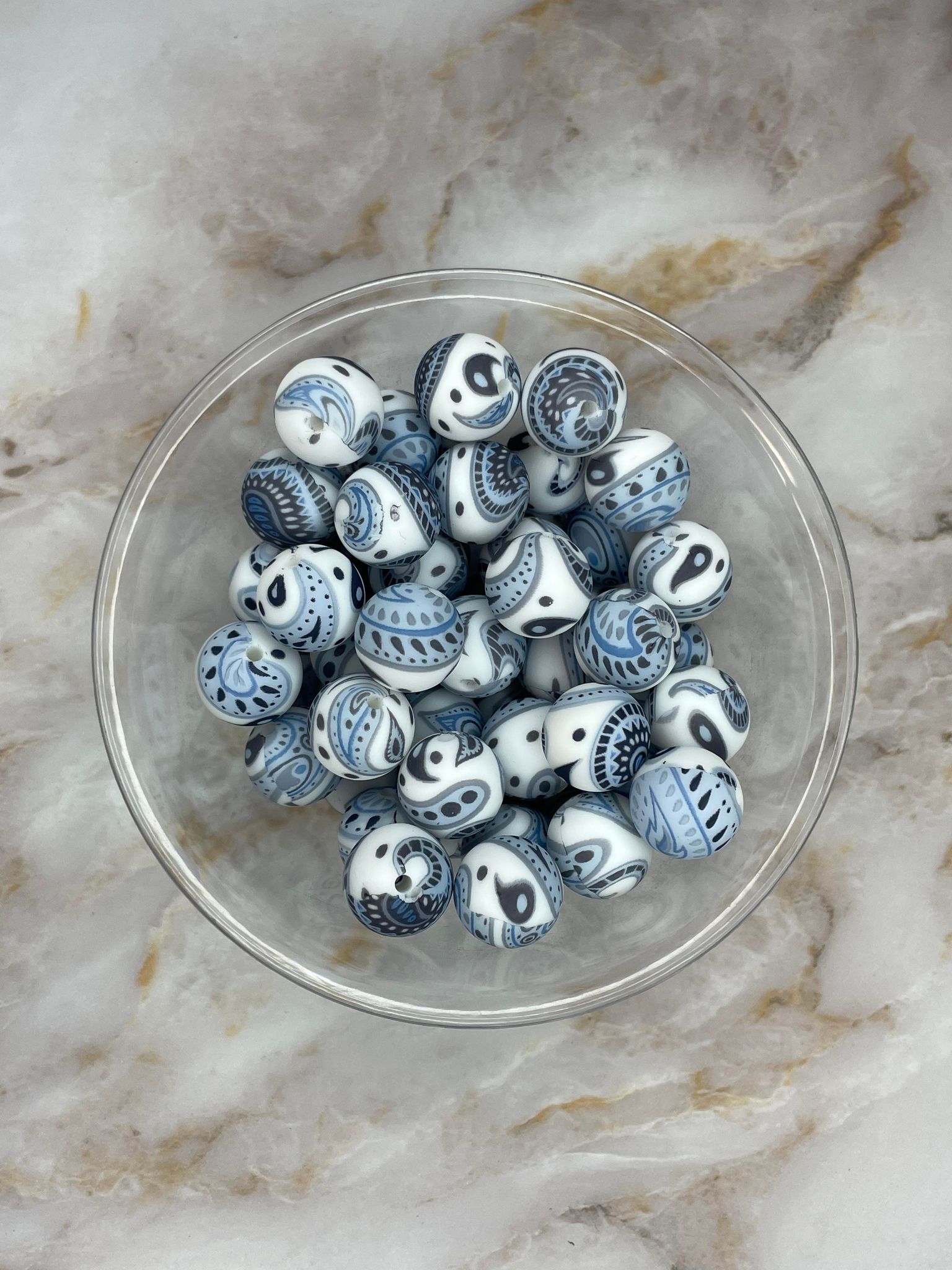 P438 BLUE PAISLEY 15MM PRINT (10ct)