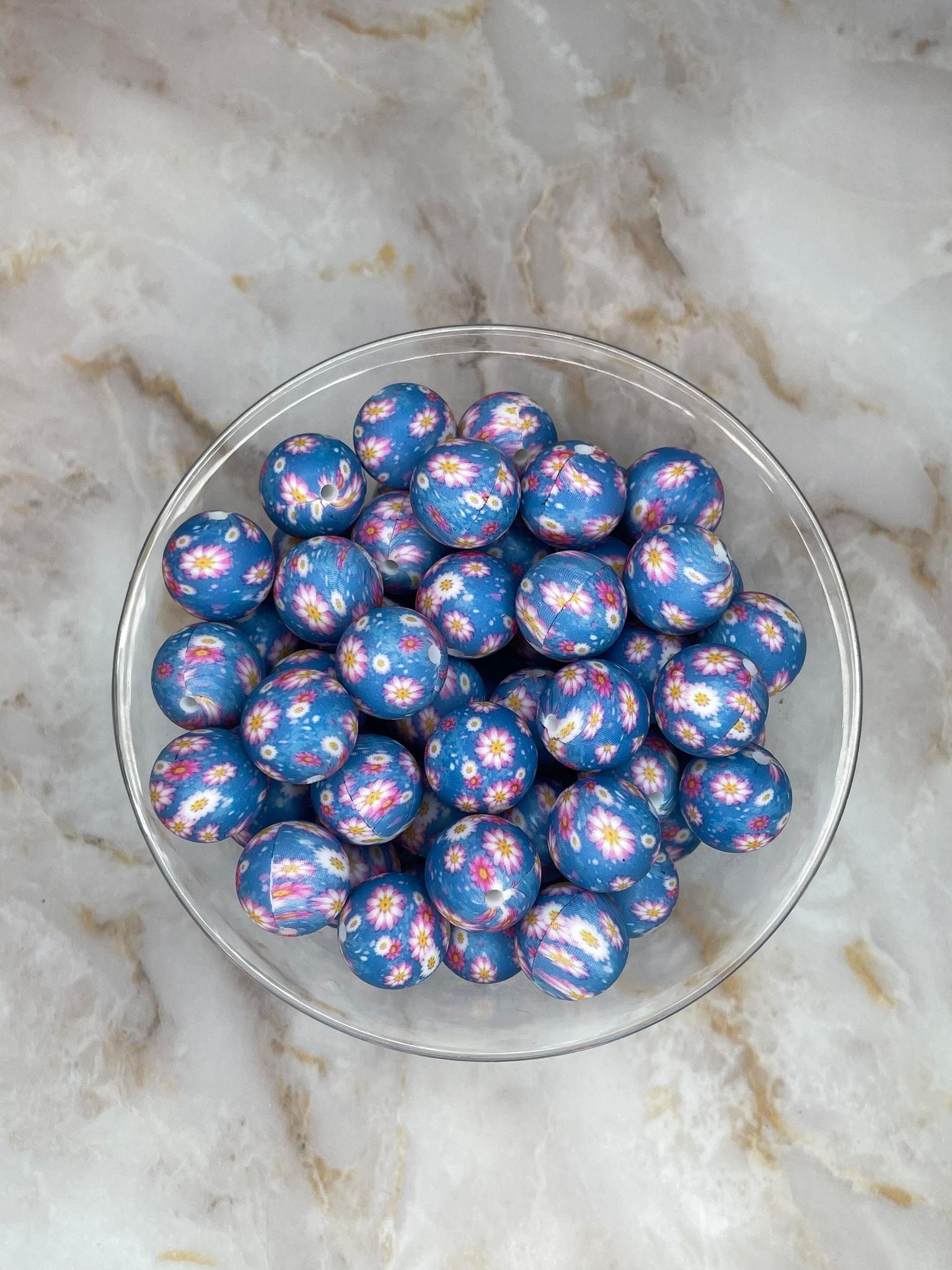 P467 BLUE RASPBERRY FLORAL 15MM PRINT (10ct)