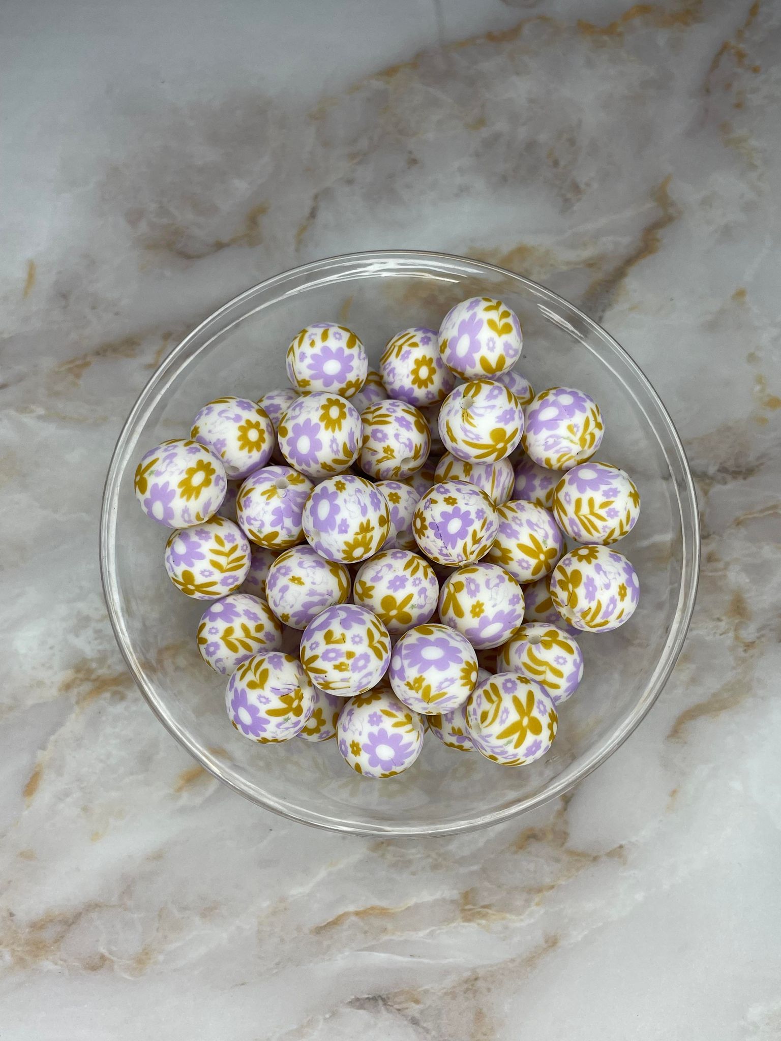 P523 LAVENDER FLORAL 15MM PRINT (10ct)
