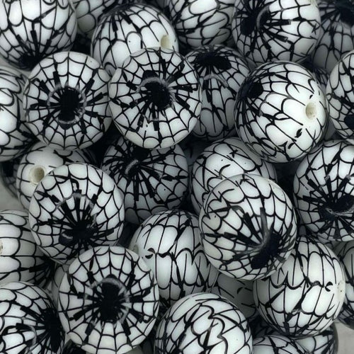 P548 SPIDER WEB WHITE GLOW 15MM PRINT (10ct)