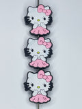 PINK BOW DRESS KITTY SILICONE FOCAL D606 (1ct)