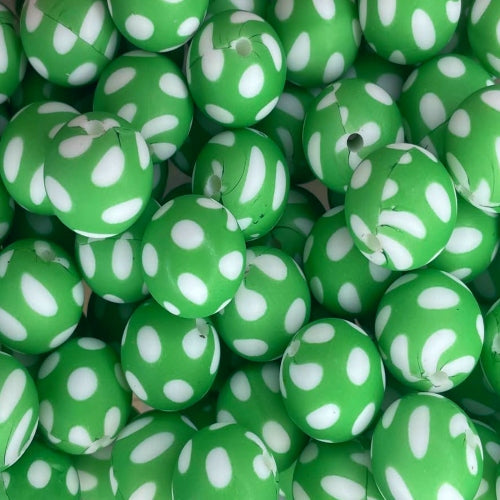 P621 POLKA DOT GREEN 15MM PRINT (10ct)
