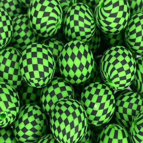 P631 LIME CHECKERED 15MM PRINT (10ct)